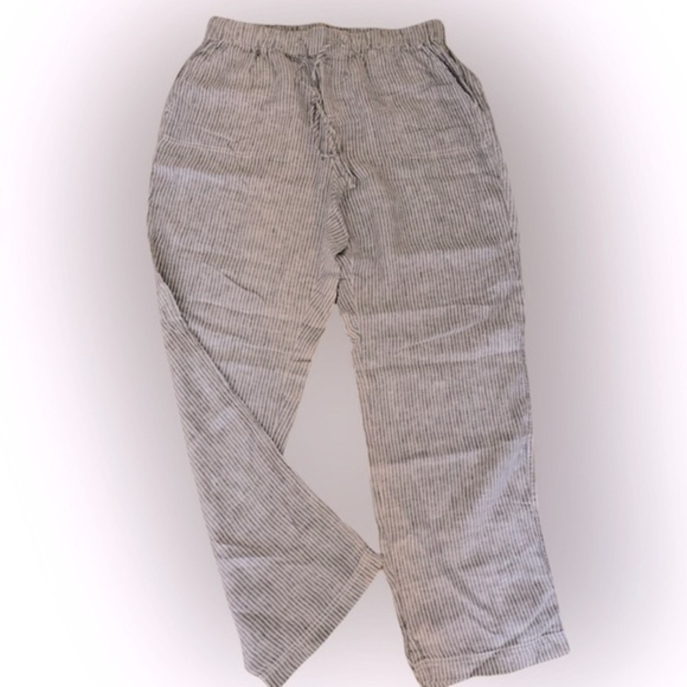 Chelsea & Theodore Linen Striped Pant - XL gray /cream striped , all linen
